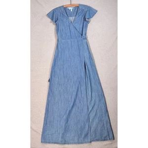 Maxi Vestido Envolvente Draper James Para Mujer 2 Bolsillos Azul Denim Pradera Country Boho - Imagen 1 de 12