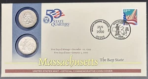 2000 Massachusetts P&D State Quarter First Day Commemorative Coin Cover UNOPENED - Picture 1 of 3