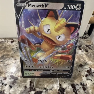 Meowth V swsh004: Sword & Shield Black Star Promo Pokemon Holo Card | NM - Image 1 of 2