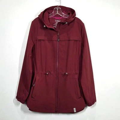 LL Bean Jacket Womens XL Burgundy Bradbury Water Resistant Stretch Rain Coat - Image 1 of 4