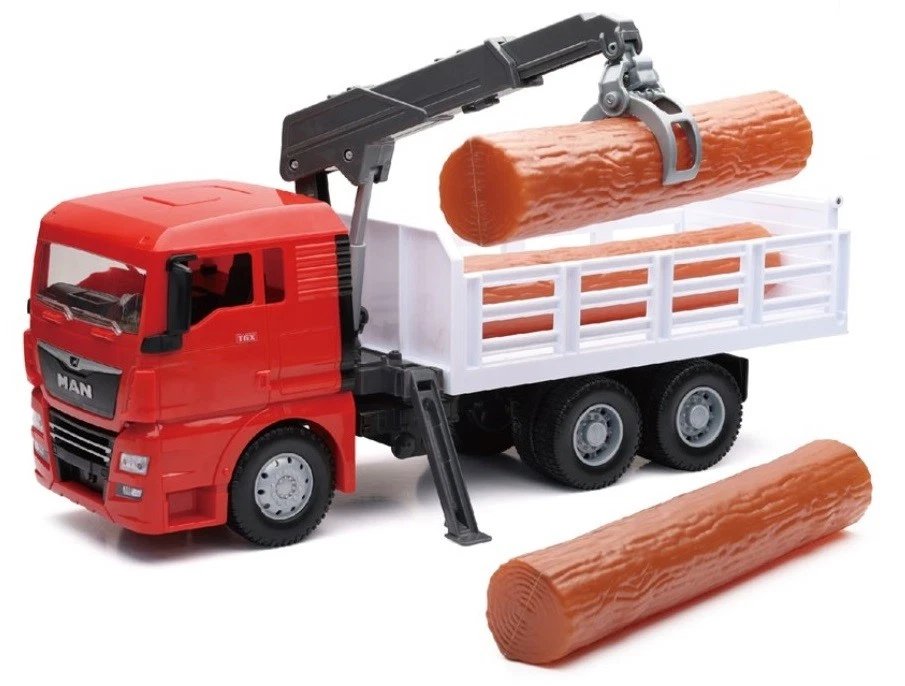 NEWRAY, MAN TGX XL con gru per tronchi, 1/18,  NEW17316 - Immagine 1 di 1