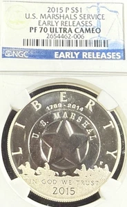 2015 P $1 PROOF SILVER US MARSHALS EARLY RELEASE COMMEMORATIVE NGC PF 70 UC - Picture 1 of 2