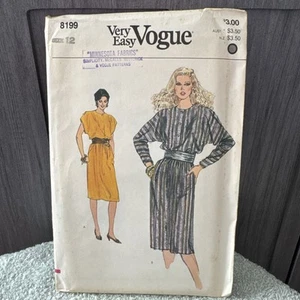 VINTAGE! 8199 Very Easy Vogue Sz 12 Sewing Pattern Misses 1980s Clothing - Picture 1 of 2