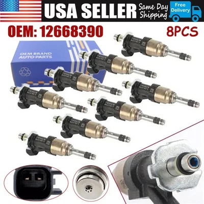 8pcs OEM 12668390 FJ1217 Fuel Injectors For 2014-2019 Chevrolet GMC 1500 5.3L V8 - Image 1 of 4