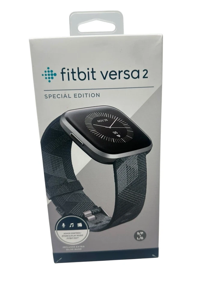 Rastreador de actividad Fitbit Versa 2 edición especial - tejido humo/gris niebla caja abierta Foto 1 de 4