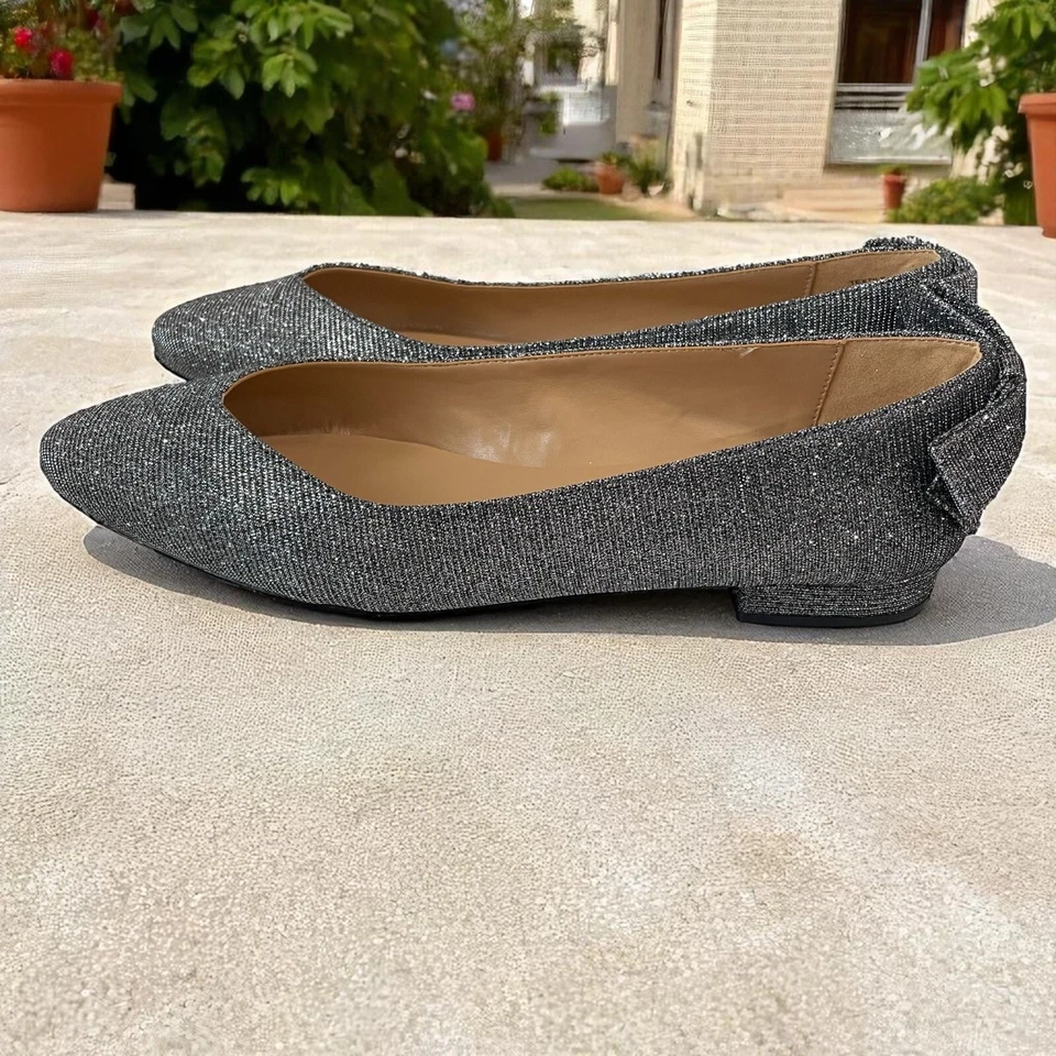 Talbots Sparkly Bow Ballet Flats Womens Size 95M Party Dressy Shoes Glitter - Image 1 of 4