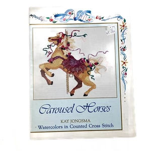 Carousel Horses, Soft Cover Book of Watercolors in Counted X Stitch 3 designs - Picture 1 of 2