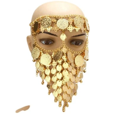 Арабская индийская монета Египет головной убор танец живота турецкая цепочка маска металлическая вуаль - Изображение 1 из 4