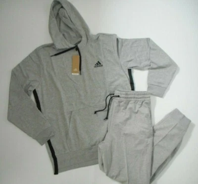 ADIDAS Gray 2 PIECE JOGGER Sweatpants & Hoodie SWEATSHIRT SET Mens MEDIUM NEW - Image 1 of 4