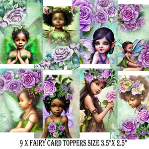 Card Toppers Hadas Negras Hadas Asiáticas Cartas Libro de recortes Juego de 9 hadas - Imagen 1 de 3