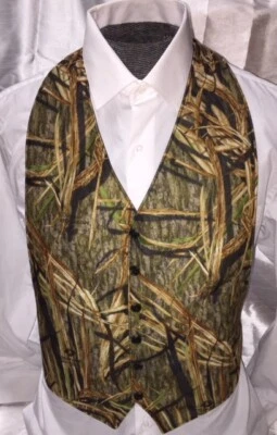 New Shadowgrass Backless Vest Reverses to Black Mens Vest Prom Wedding formal  - Image 1 of 3