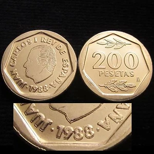 *GUTSE* J. CARLOS I-2, 200 PESETAS 1988, ERROR *REMARCADA*, SIN CIRCULAR. - Imagen 1 de 1
