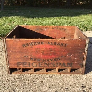 Antique 1933 Feigenspan PON Beer Wooden Wood Crate Case Box Newark NJ - Picture 1 of 9