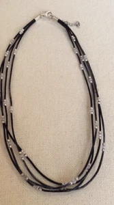 Silpada 925 Sterling Silber CZ Zirkonia schwarz Multi Strang Halskette N1976  - Bild 1 von 12