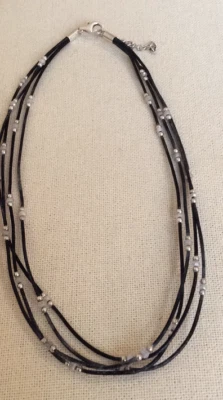 Collar Silpada Plata de Ley 925 Circonita Cúbica Negro Multi Hilo N1976  Foto 1 de 4