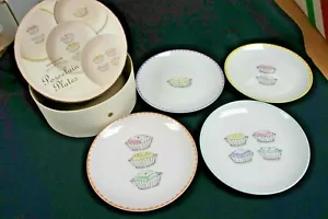 Boston Warehouse 4 Porcelain Dessert plates 6.5" Pastry decoration - Picture 1 of 7