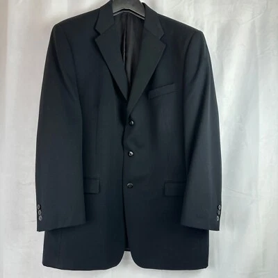 Traje Chaqueta 46L Brandini Negro Lana Solapas Muescadas 3 Botones Cerrar Negocios Foto 1 de 4