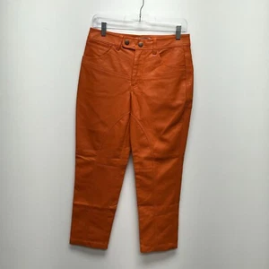 We The Free People Womens Orange Mid Rise Slim Flare Rebel Vegan Leather Pants 4 - Picture 1 of 13