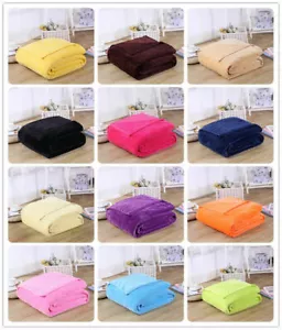 150*200 Plain Coral Fleece Blanket Soft Luxury Warm Home Sofa Bed Throw - Picture 1 of 28