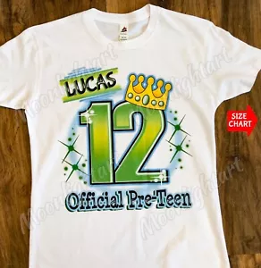 Personalized Age Official Pre-Teen 12th Birthday Boy King Crown T-Shirt - Picture 1 of 2