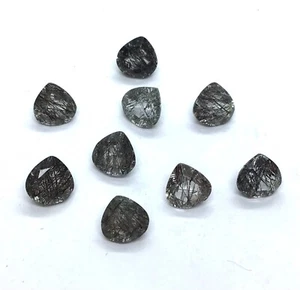 Natural Black Rutile Quartz Heart Cut Faceted AAA Loose Gemstone Making Jewelry - Picture 1 of 24