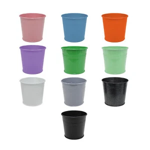 3x Garden Plant Pot Planter Round Galvanised Flower Pots Basket Plants Holder - Picture 1 of 6