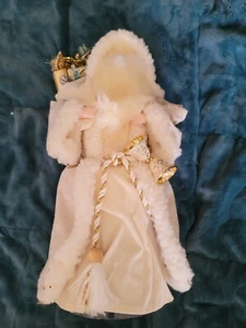 Vintage 16in White And Gold Santa Tree Topper - Picture 1 of 3