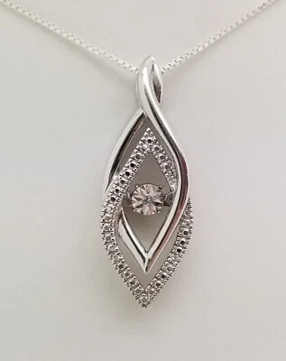 18" STERLING SILVER GENUINE DIAMOND UNSTOPPABLE LOVE PENDANT NECKLACE ~BEAUTIFUL - Image 1 of 4
