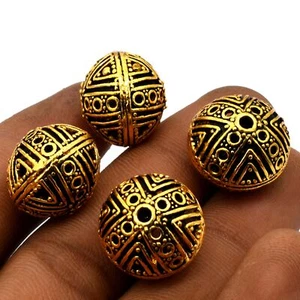 2 PCS 16MM BALI FILIGREE BEAD ANTIQUE GOLD PLATED JEWELRY MAKING BEAD 35 - Picture 1 of 4
