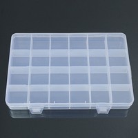 24 COMPARTMENTS PLASTIC BOX CASE JEWELRY BEAD STORAGE CONTAINER CRAFT ORGANIZER 
