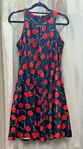 CAROLINE MORGAN dress women size 8 black red cherry DOLLED UP dress pockets - Picture 1 of 11