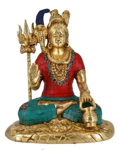 Statua in ottone Whitewhale Lord Shiva scultura idolo dio indù Shiv statuina - Foto 1 di 5