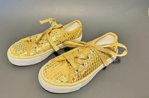 Girls Balera Sequin Sneakers Gold Canvas Low Top Dance Shoe Size 12 - Picture 1 of 6