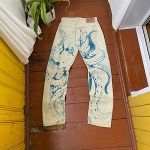 Vintage Levis Custom Jeans 1 of 1 Art Octopus Vintage Distressed Y2K Handmade - Bild 1 von 13
