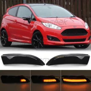 Smoke LED Side Rearview Mirror Light for Ford Fiesta MK7 2008-2017 w/ Turn Lamp - Picture 1 of 12