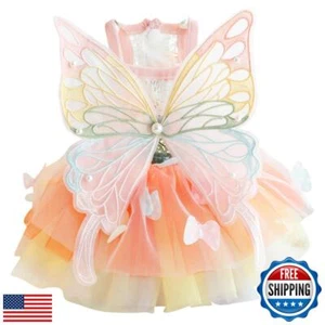 Anelekor Rainbow Butterfly Dog Dresses for Small Dog Girl Puppy Lace Tutu Pri - Picture 1 of 5