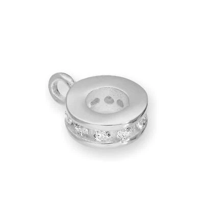 Juego de cuentas colgantes de anillo de circonita cúbica transparente de 3 mm de plata de ley Foto 1 de 3