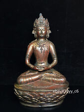 12.8" China Tibet Tibetan Buddhism Pure copper Fine carving Immortal Buddha