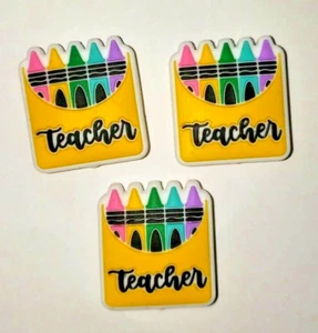 Juego de 3 bolígrafos TEACHER CRAYONS de goma de silicona con cuentas hágalo usted mismo - Imagen 1 de 4