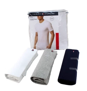 New TOMMY HILFIGER Size Medium Slim Fit 3-Pack Crew Neck Men T-shirts MSRP $39 - Picture 1 of 10