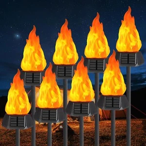 Solar Torch Lights Flickering Flame, Waterproof LED Patio Décor - 8 Pack - Picture 1 of 7