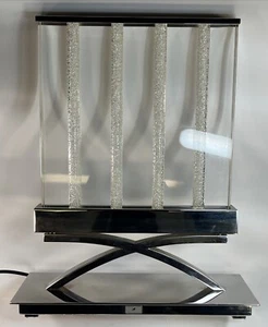 Swarovski Table Lamp Store Display Lamp W/ Placard Stainless Glass HEAVY Working - Picture 1 of 10