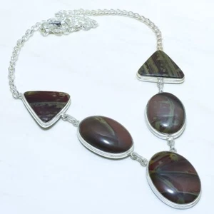 Gebundene rote Jaspis Edelstein handgefertigte ethnische Silber Schmuck Halskette 18 Zoll NRJR3691 - Bild 1 von 2