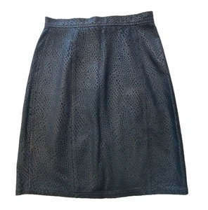 Vtg 80's Banana Republic Black Leather Snake Skin Print Pencil Skirt SZ 12 - Picture 1 of 13