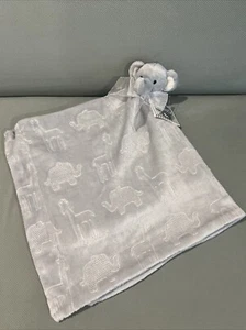 BABY THRO ELEPHANT EMBOSSED Large Lovey Security Blanket Nunu Gray Jimmy Jungle - Picture 1 of 7