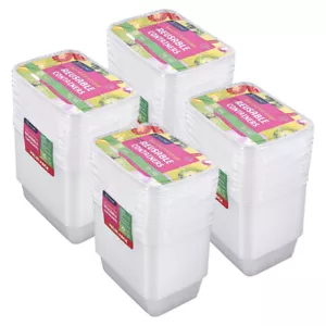 100pc Topchef 650ml Rectangle BPA Free Reusable Food Container w/Lid Clear - Picture 1 of 2