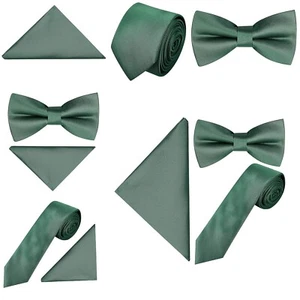 Pastel Emerald Green Tie pocket square Bow tie Hanky Wedding formal Prom Races - Picture 1 of 19