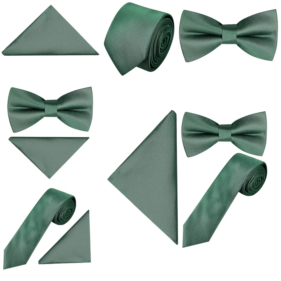 Pastel Emerald Green Tie pocket square Bow tie Hanky Wedding formal Prom Races - Image 1 of 1