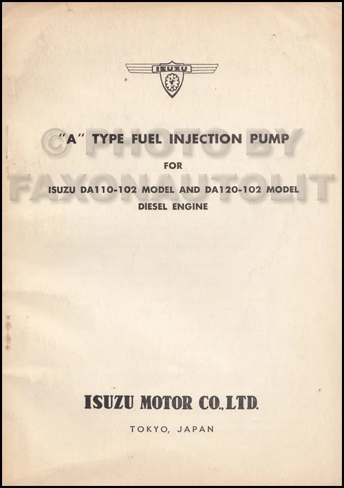 1960-1965 Isuzu Diesel Combustible Inyección Entrenamiento Manual DA110-102 - Imagen 1 de 1