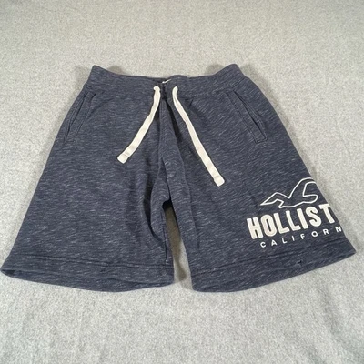 Мужские потовые шорты Hollister маленькие синие вересковые флисовые с надписью логотипом на шнурке - Изображение 1 из 4